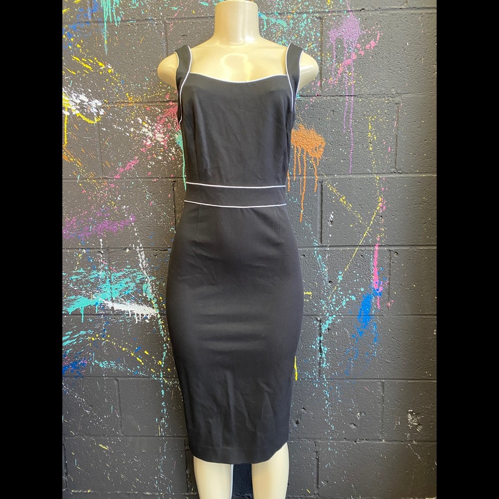 BANANA REPUBLIC FITTED MIDI BLACK DRESS